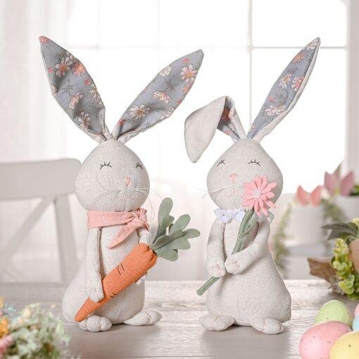 Adorable 31cm Boy & Girl Bunny Set Easter Decor
