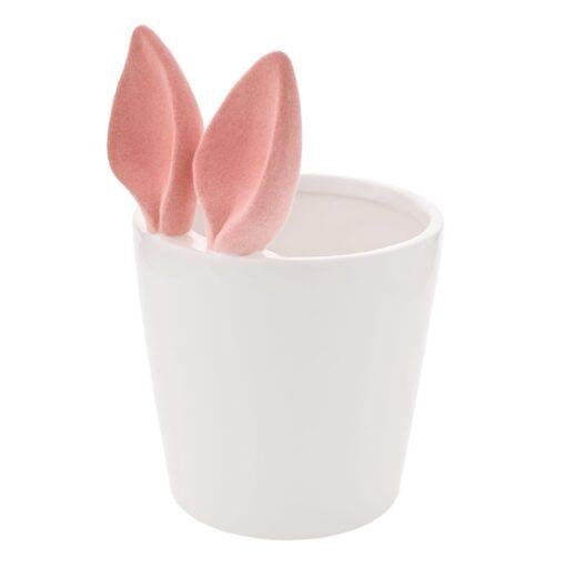 Medium Pink Bunny Ears Planter Easter Decor