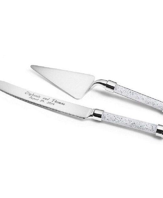 Swarovski Crystal filled handle Cake Knife & Server Set