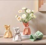 Ceramic Paper Bag Vase in Yellow, White, Orange, Pink or Green