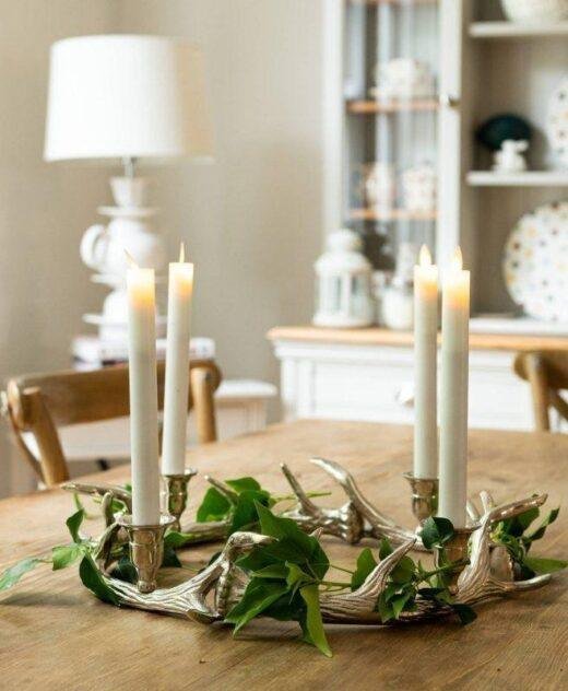 Silver Nickel Circular Antler Candelabra With Four Candle Holders
