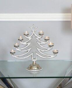 Tall Christmas Tree Centrepiece 8 Tealight Holder with Swarovski Crystals