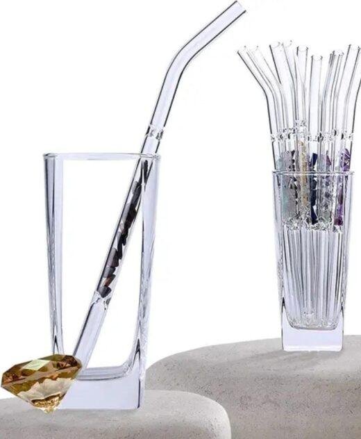 Reusable Glass Chakra Straw With Natural Healing Crystals