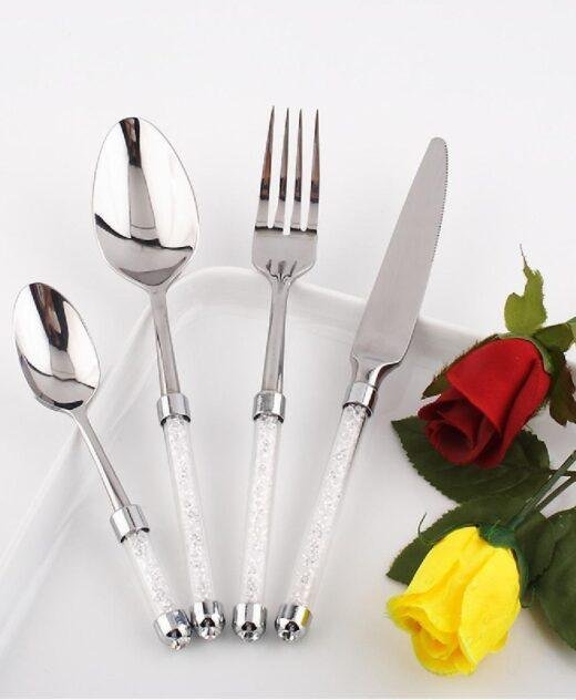 Cutlery Set with Swarovski Crystal filled Handles