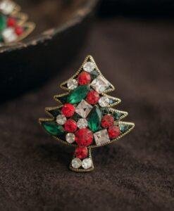 Diamante Christmas Tree Brooch