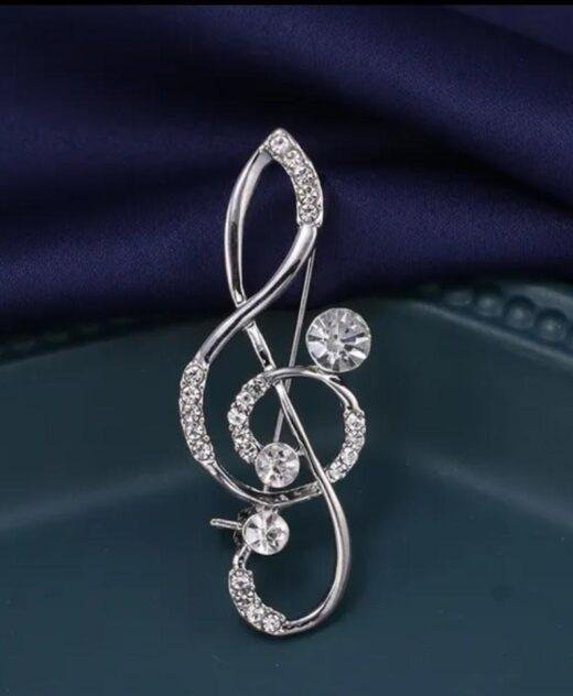 Diamante Musical Note Pin Brooch