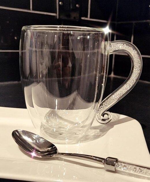 Large Coffee Mug with Swarovski Crystal filled Handle