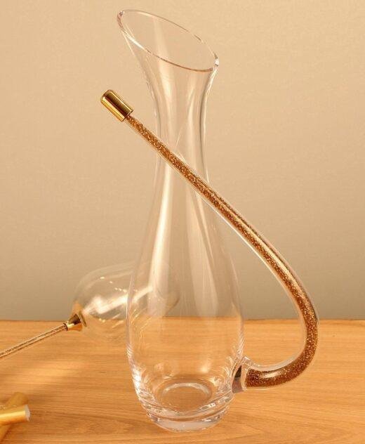 Decanter With Gold Swarovski Crystal Filled Handle