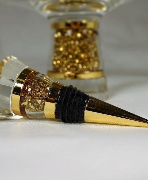 Gold Swarovski Crystal Filled Wine Bottle Stopper