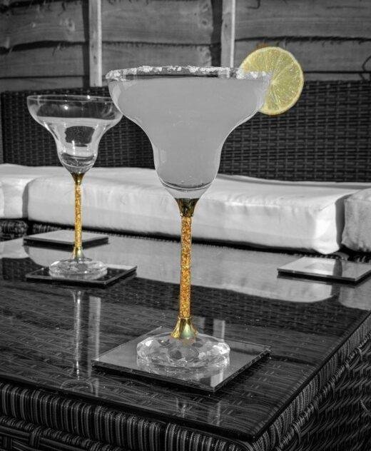 Pair of 24ct Gold Filled Stem Margarita Glasses