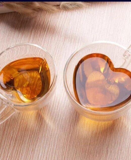 Double Wall Heart Shaped Tea Coffee Mug