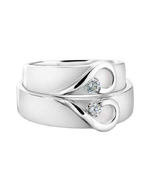 His And Hers Platinum Heart Wedding Bands