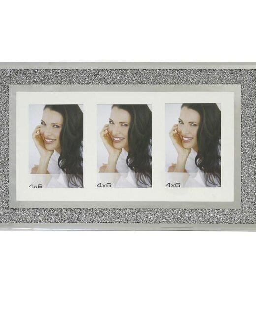 Horizontal Triple Aperture Swarovski Crystal Filled Photo Frame