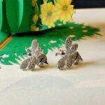 Sterling Silver CZ Bumble Bee Stud Earrings