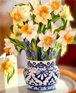 Pop Up 3D Large Life Size Spring Daffodils Bouquet