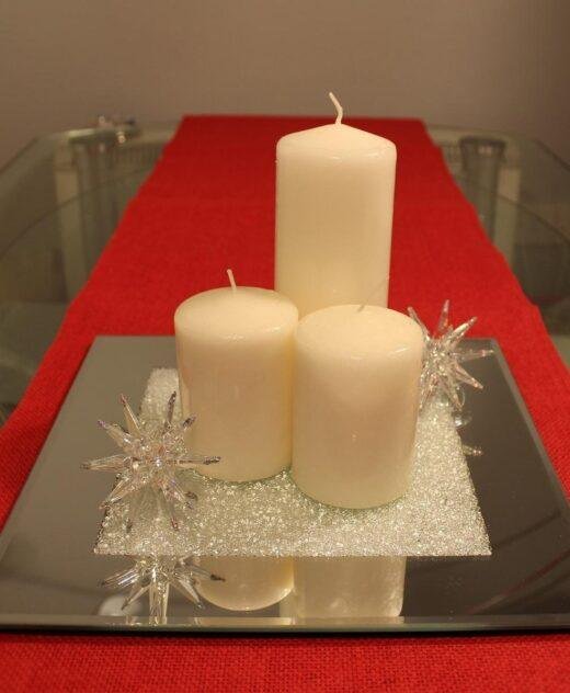 Mirrored Glass Candle Plate filled with Swarovski Crystals