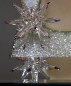 Black Mirrored Glass Candle Plate filled with Swarovski Crystals