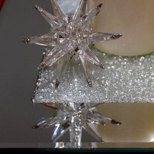 Black Mirrored Glass Candle Plate filled with Swarovski Crystals