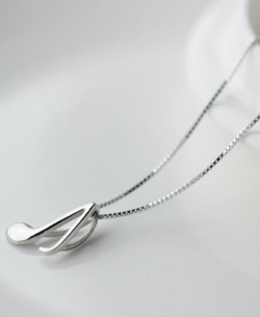 Sterling Silver Musical Note Pendant Necklace