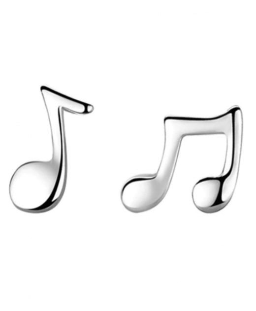 Sterling Silver Musical Note Stud Earrings