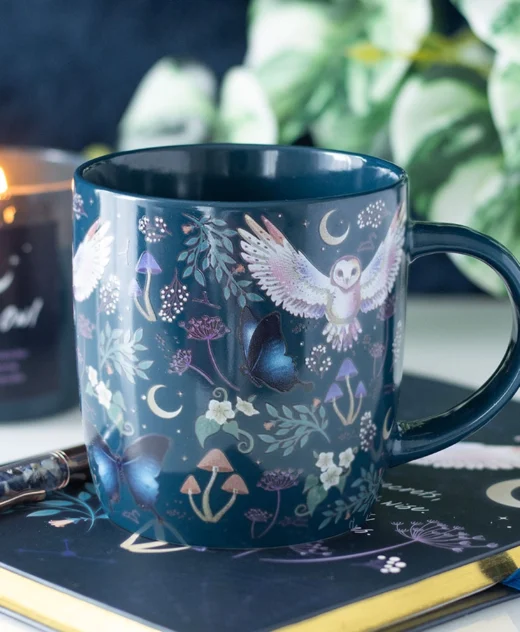 Mystical Night Owl Mug – Enchanting Blue Ceramic Cup