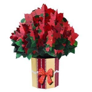 Pop Up 3D Christmas Card Poinsettia Bouquet