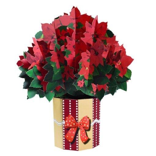 Pop Up 3D Christmas Card Poinsettia Bouquet