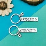 Parents of a Tiny & Mighty Fighter Premature Baby Keyring Set