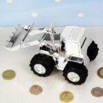Personalised Silver Plated Digger Tractor Money Box
