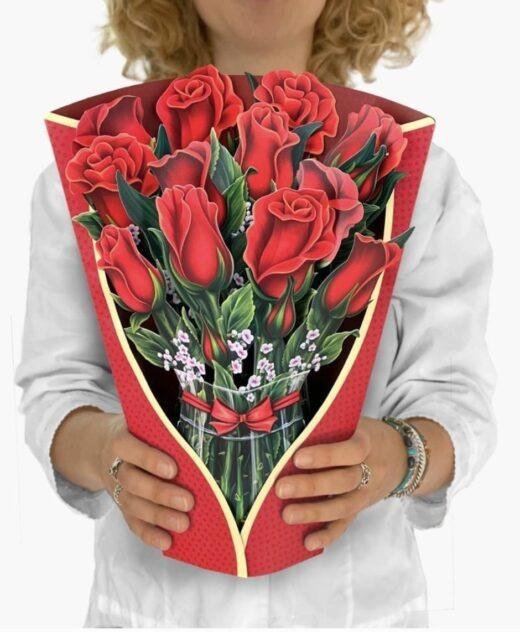 Pop Up 3D Large Life Size Red Roses