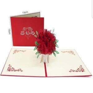 Pop Up 3D Tree of Red Roses Card