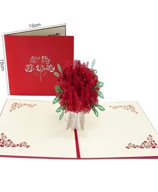 Pop Up 3D Tree of Red Roses Card