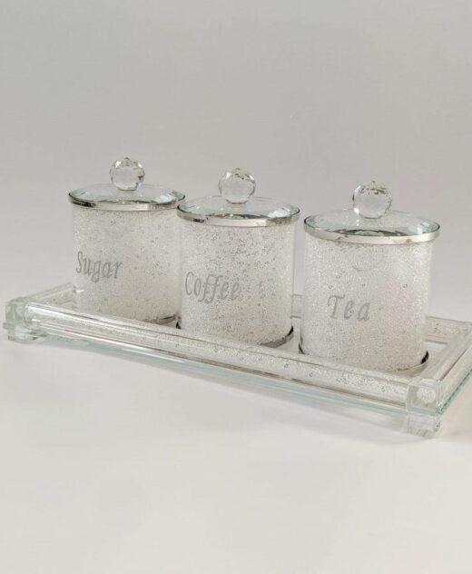 Rectangular Glass Presentation Tray with Swarovski Crystals by Diamond Affair