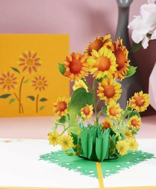 Pop Up 3D Sunflowers Blank Greeting Card