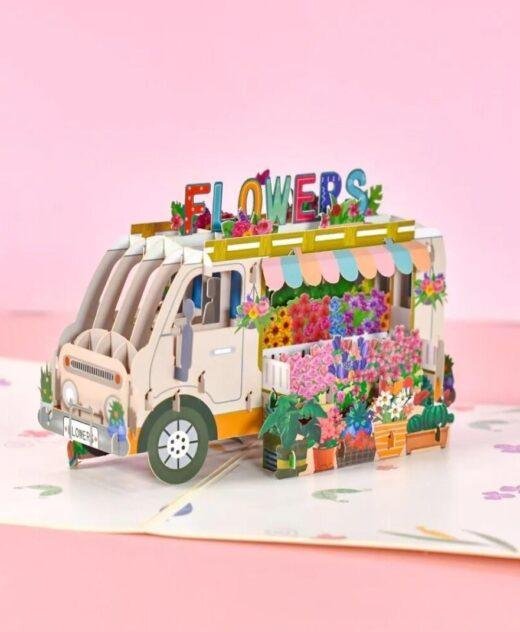 Pop Up 3D Blank Card Flower Van