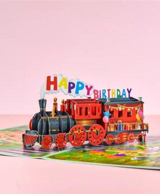 Pop Up 3D Birthday Card Steam Train