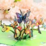 Pop Up 3D Butterflies Blank Greeting Card Green
