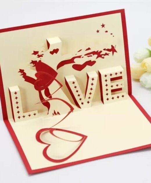 Pop Up 3D Laser Cut Red Love Tree Card