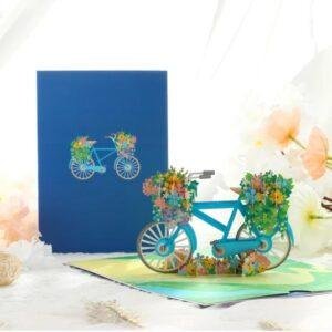 Pop Up 3D Blank Greeting Card Floral Bicycle