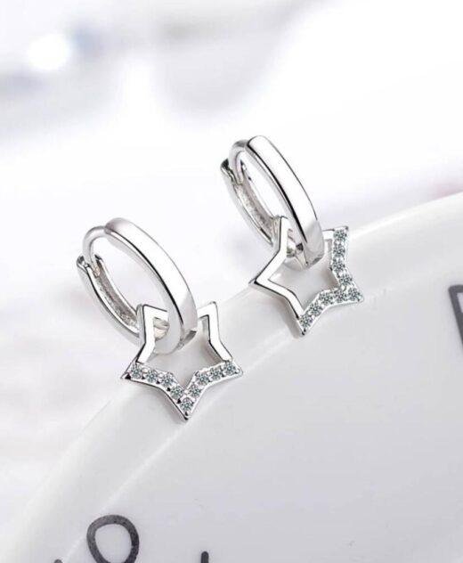 Sterling Silver Star Earrings With Swarovski Crystal Elements