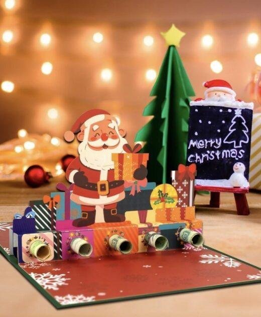 Pop Up 3D Santa Money Wallet Christmas Card
