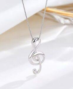 Sterling Silver Musical Treble Clef Pendant Necklace