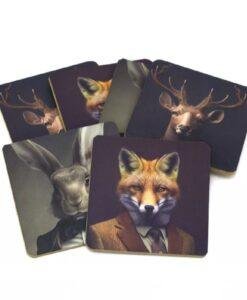 Set of 6 Altered Art Forest Animal Coasters