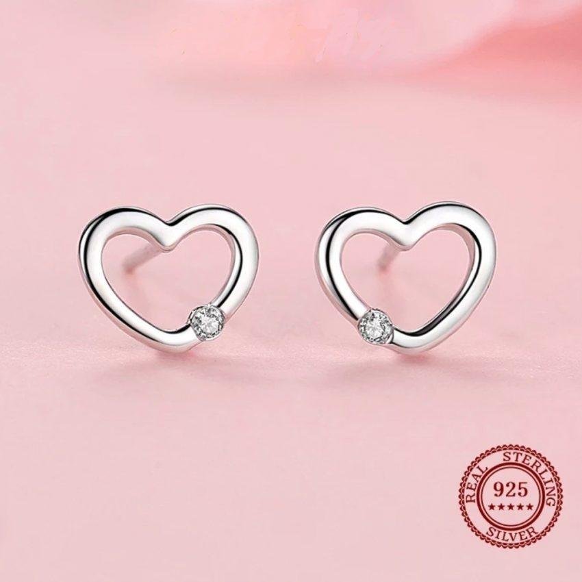 Silver Heart Earrings with Swarovski Crystals