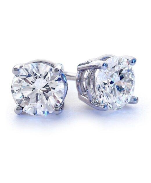 Sterling Silver Round Swarovski Stud Earrings