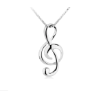 Sterling Silver Treble Clef Musical Note Pendant Necklace for Music Lovers