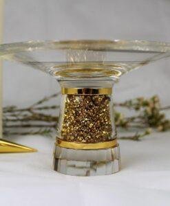 Small Crystal Fruit Bowl Filled with Gold Swarovski Crystals