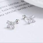 Sterling Silver Cubic Zirconia Bow Earrings