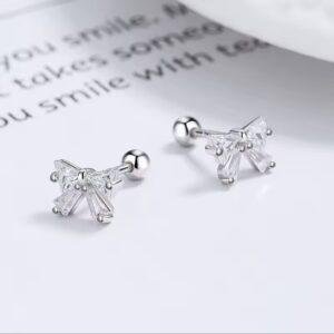 Sterling Silver Cubic Zirconia Bow Earrings