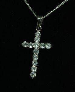 Sterling Silver Diamanté Cross Necklace